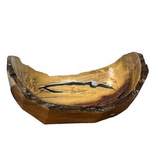 Wood Bowl Live Raw Edge Natural Knots Rustic Home Decor 12x7 Cottage Cabin Beach